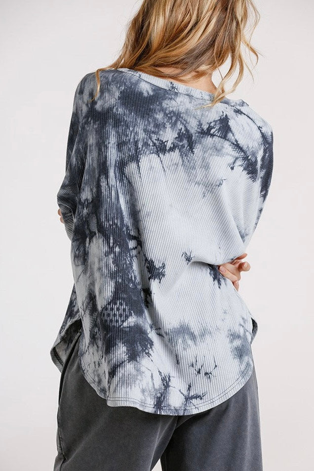 Tie Dye Round Neck Rib Top