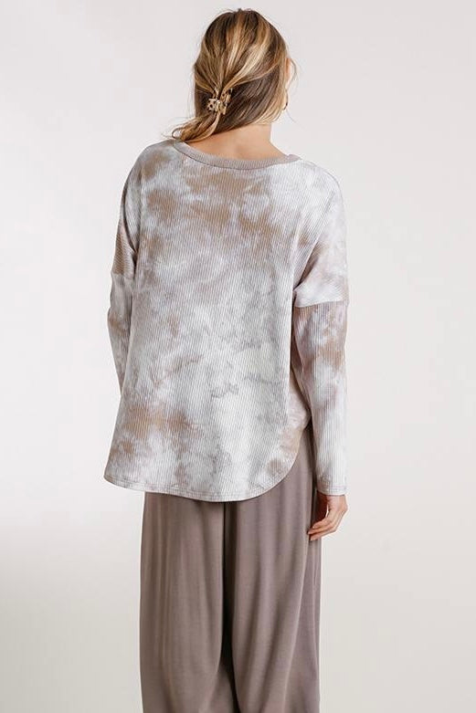 Tie Dye Round Neck Rib Top