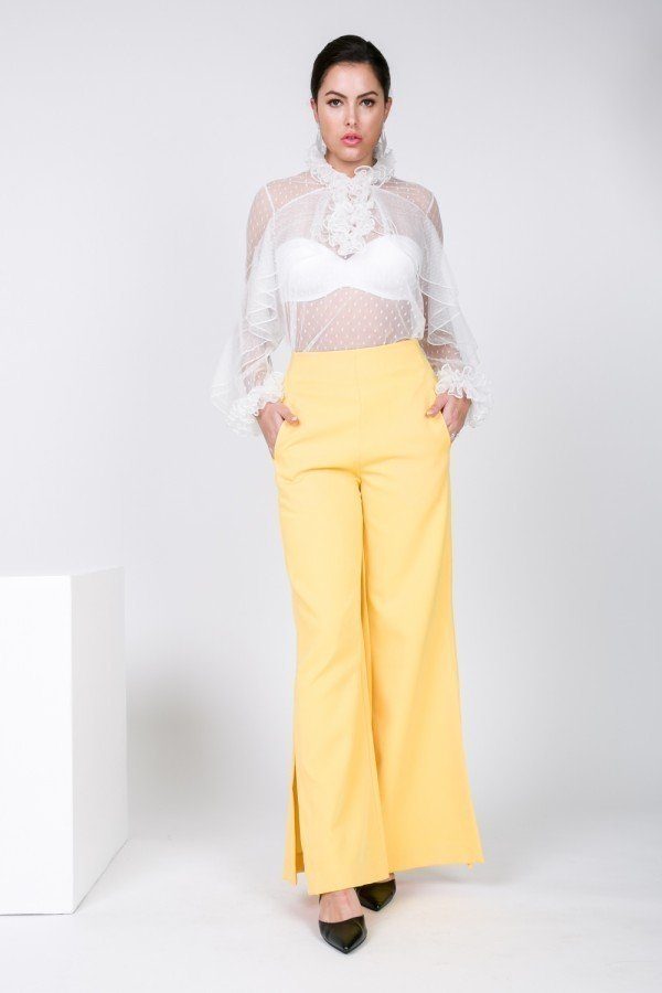 Side Slit Wide Leg Pants