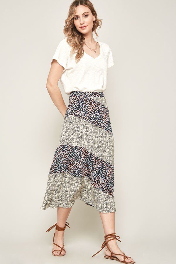Floral Print Woven Midi Skirt