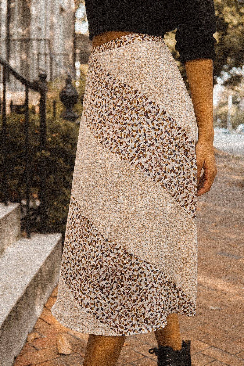 Floral Print Woven Midi Skirt
