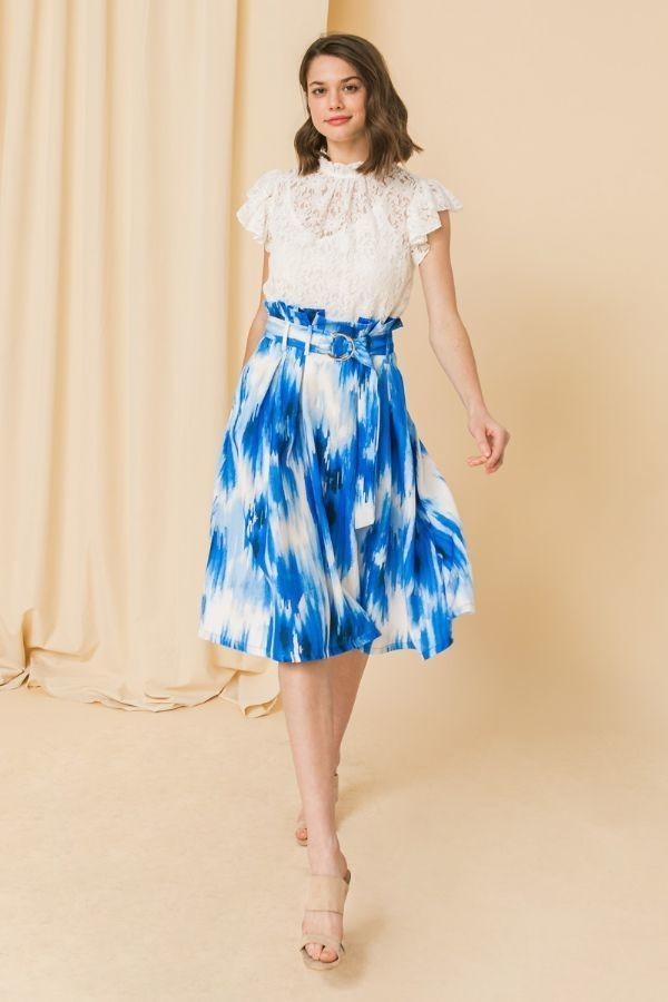 Buckle Belt Print Skirt