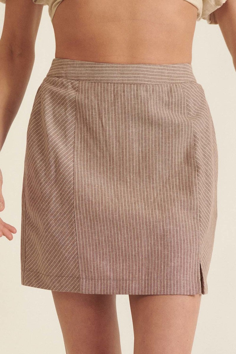 High Waist Stripe Mini Skirt