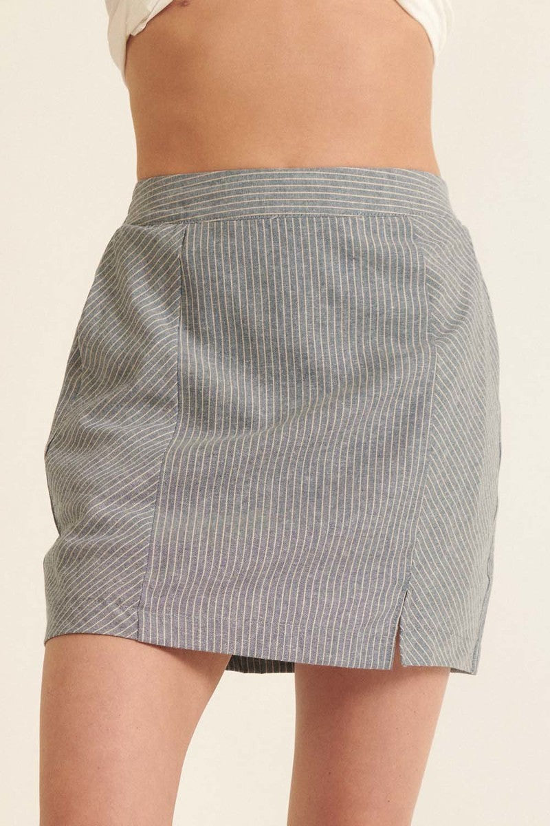 High Waist Stripe Mini Skirt