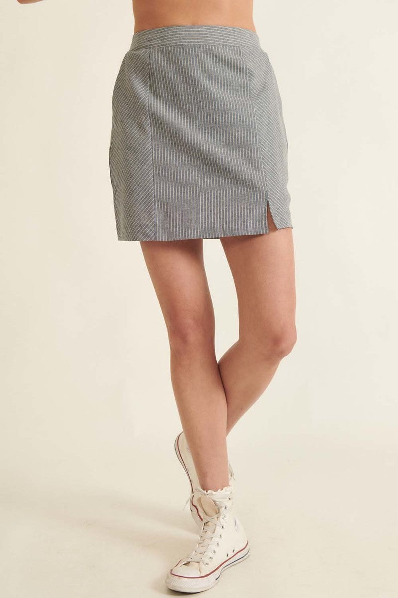 High Waist Stripe Mini Skirt