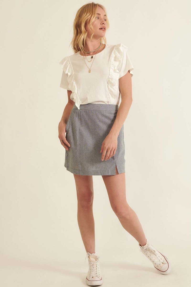 High Waist Stripe Mini Skirt
