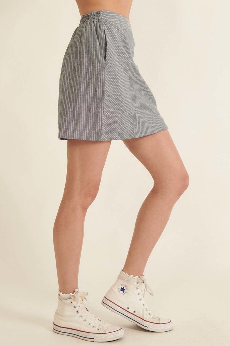 High Waist Stripe Mini Skirt