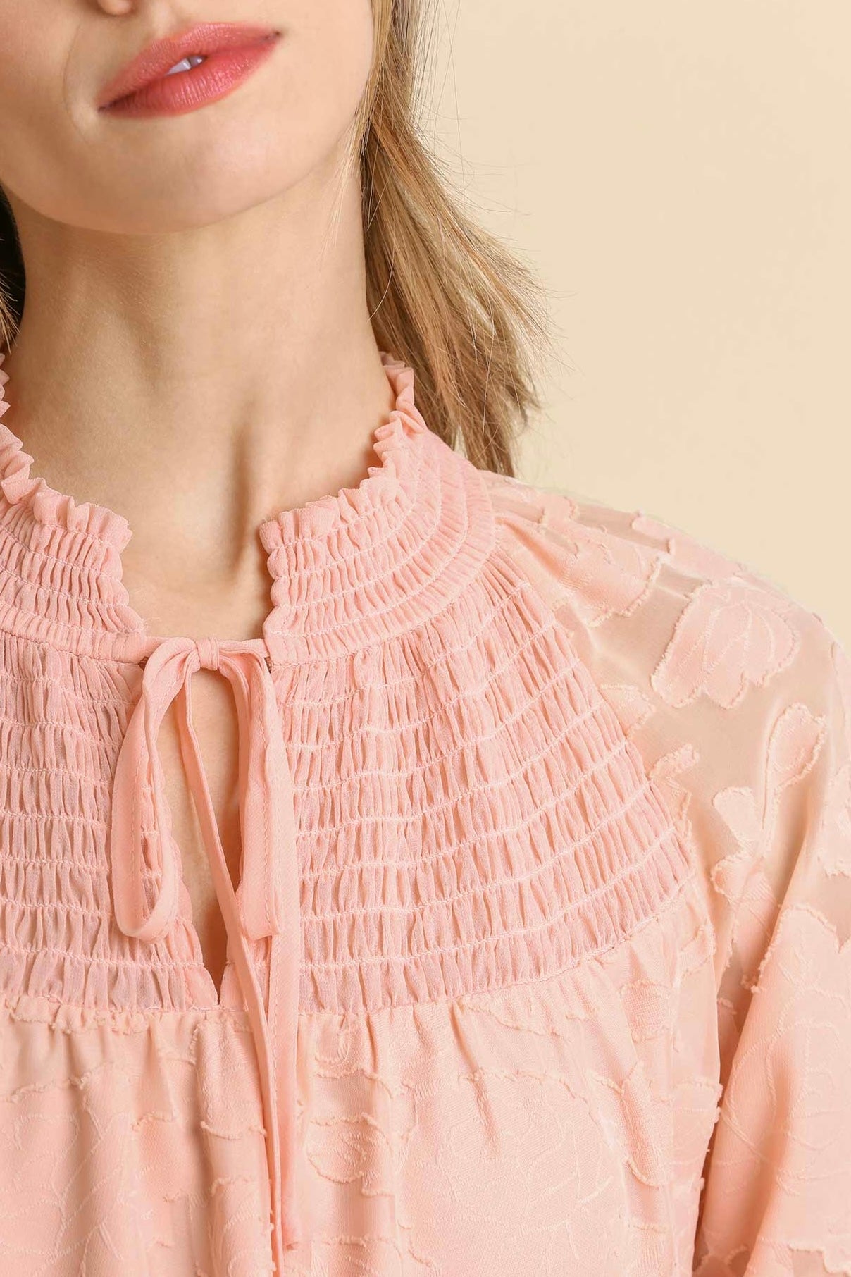 Raglan Smocked Neck Dress