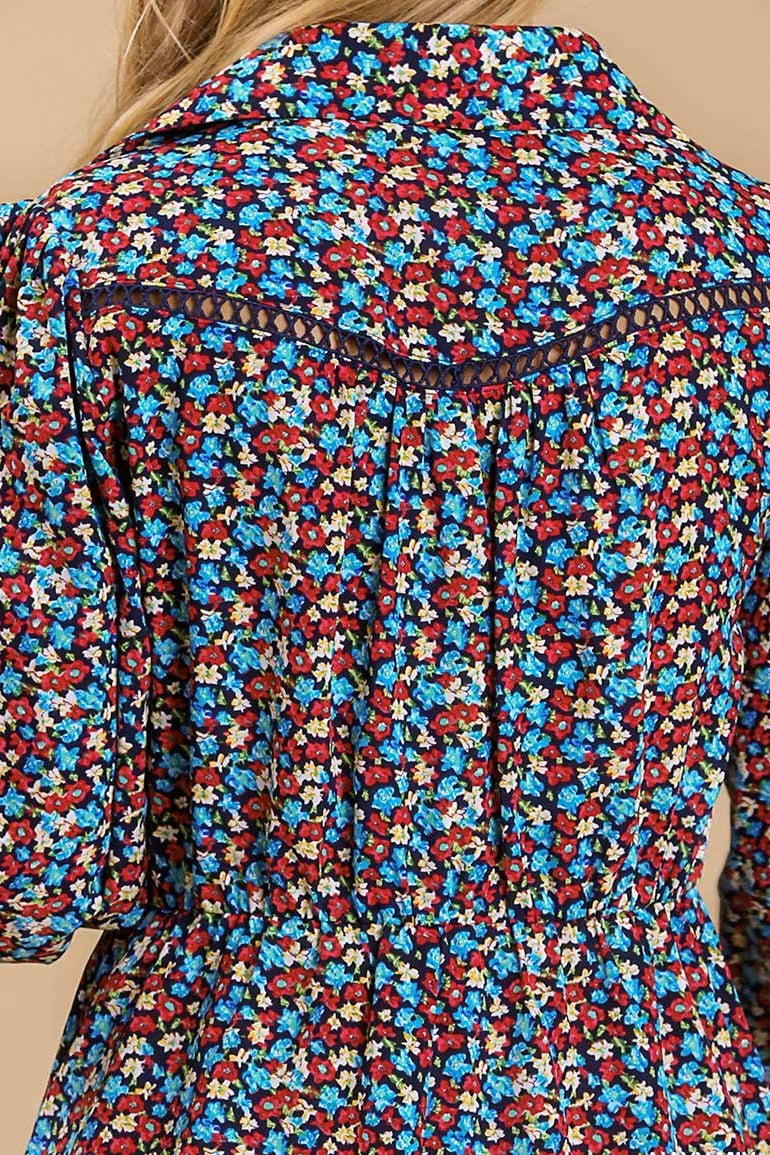 Button Down Floral Print Dress