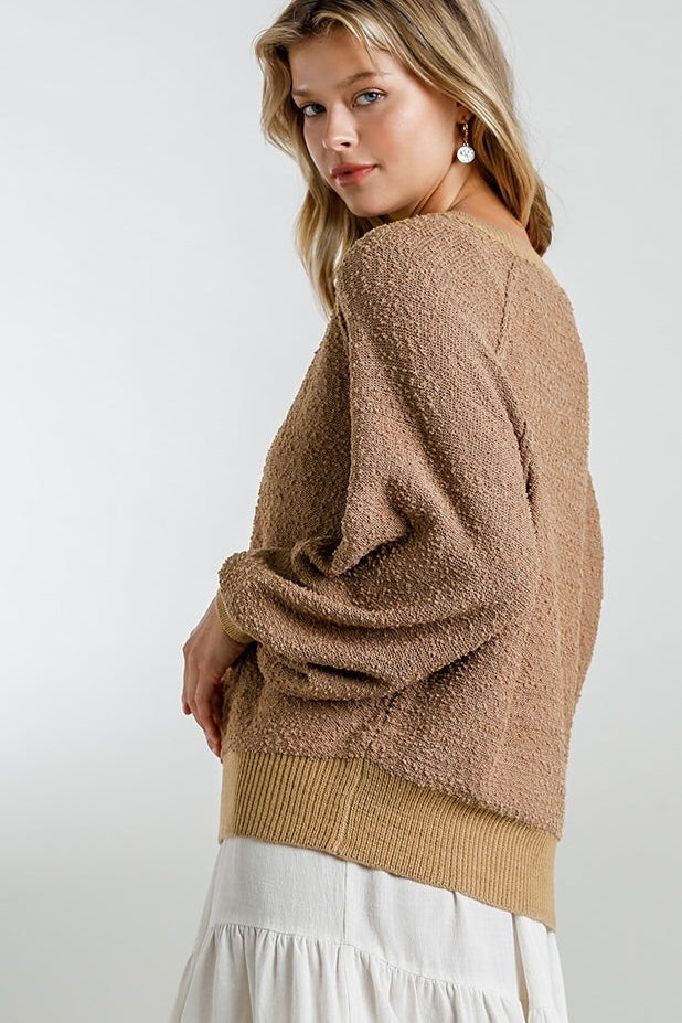 Puff Slv Boat Neck Sweater