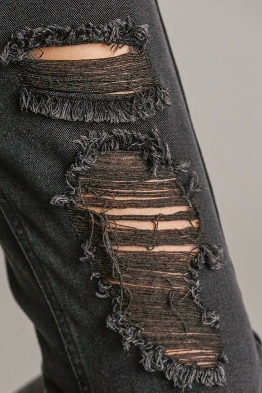 Raw Hem Distressed Jeans