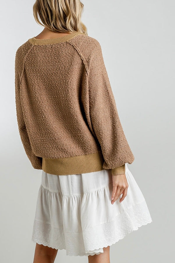 Puff Slv Boat Neck Sweater