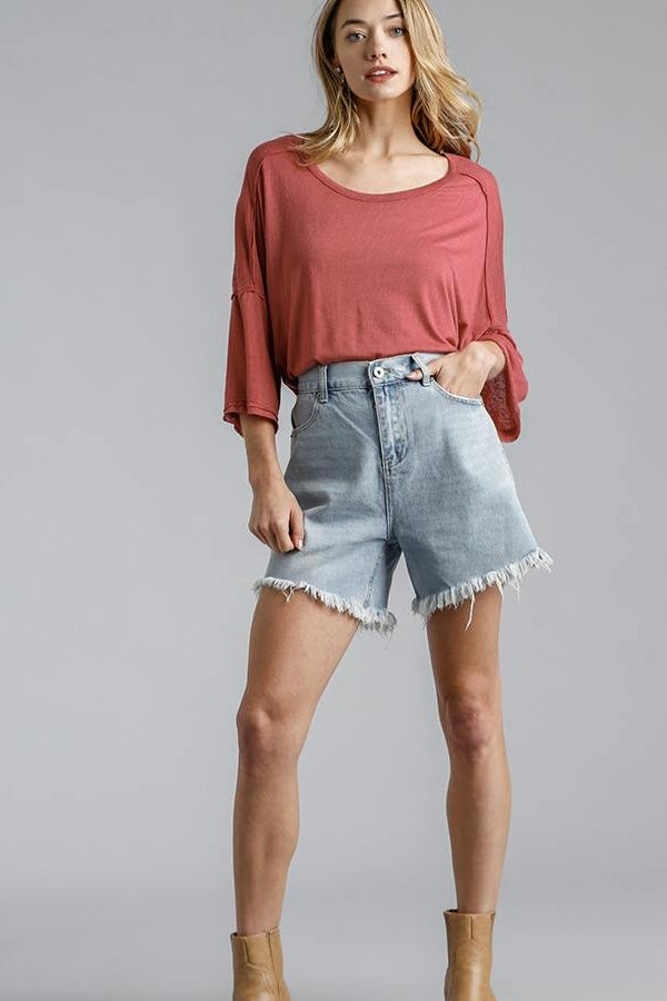 Raw Hem Denim Shorts