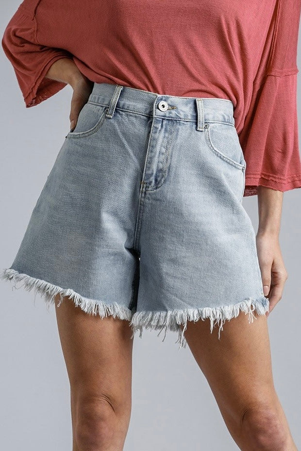 Raw Hem Denim Shorts