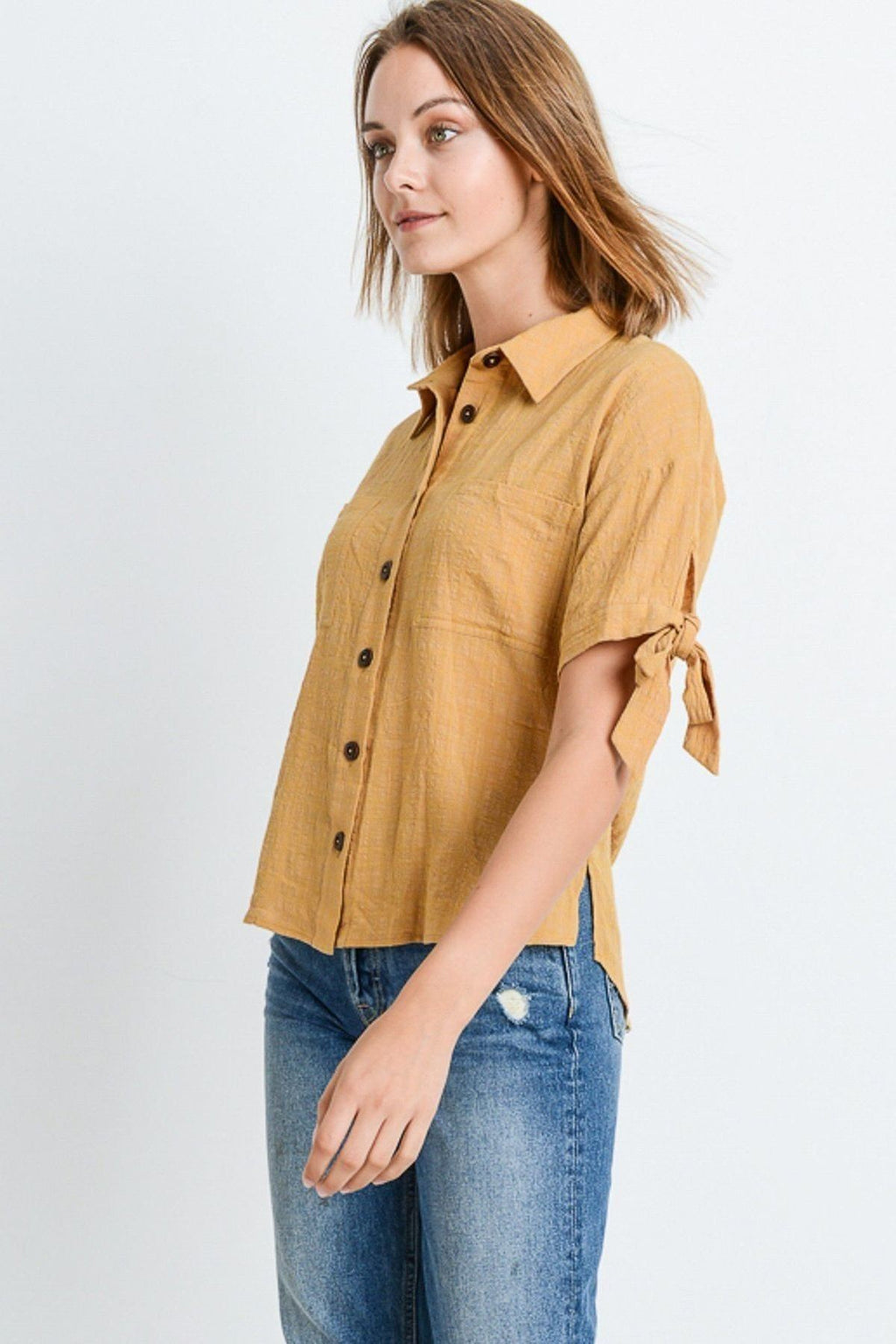 Short Sleeve Button Up Top