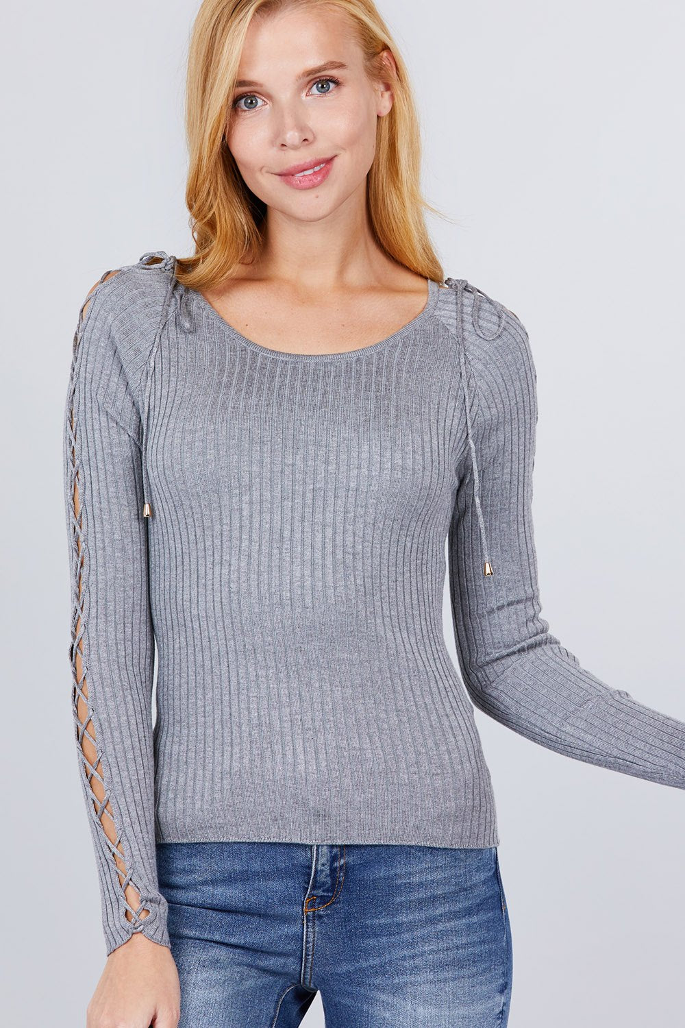 Round Neck Rib Sweater Top