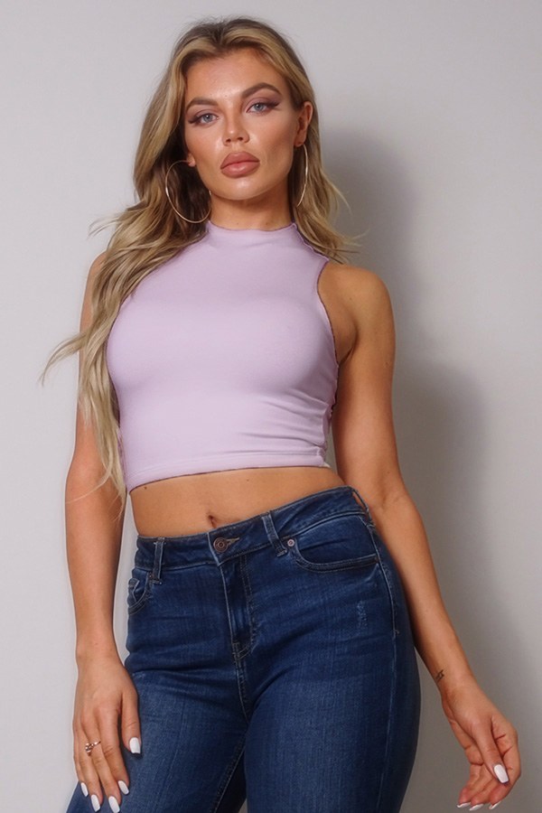 Mock Neck Racerback Crop Top