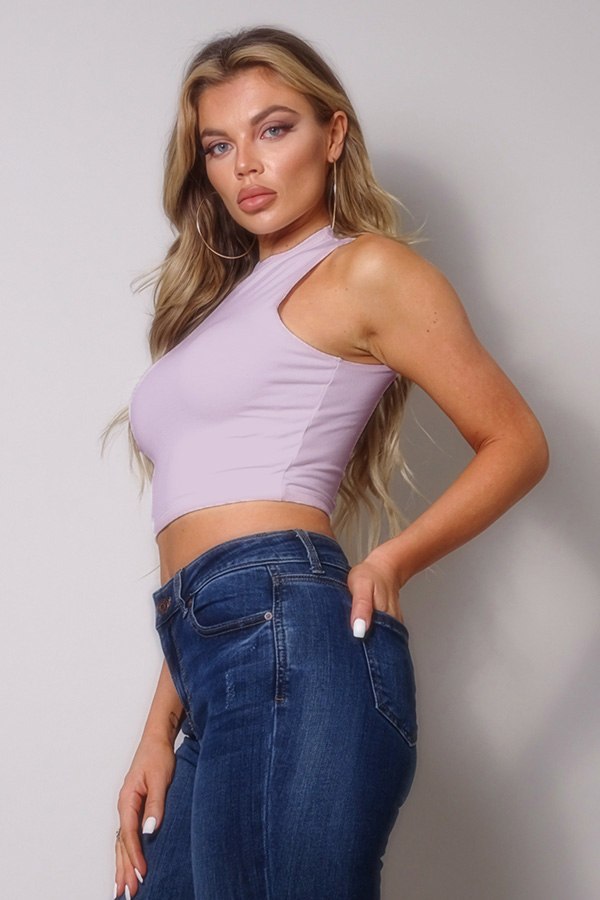 Mock Neck Racerback Crop Top