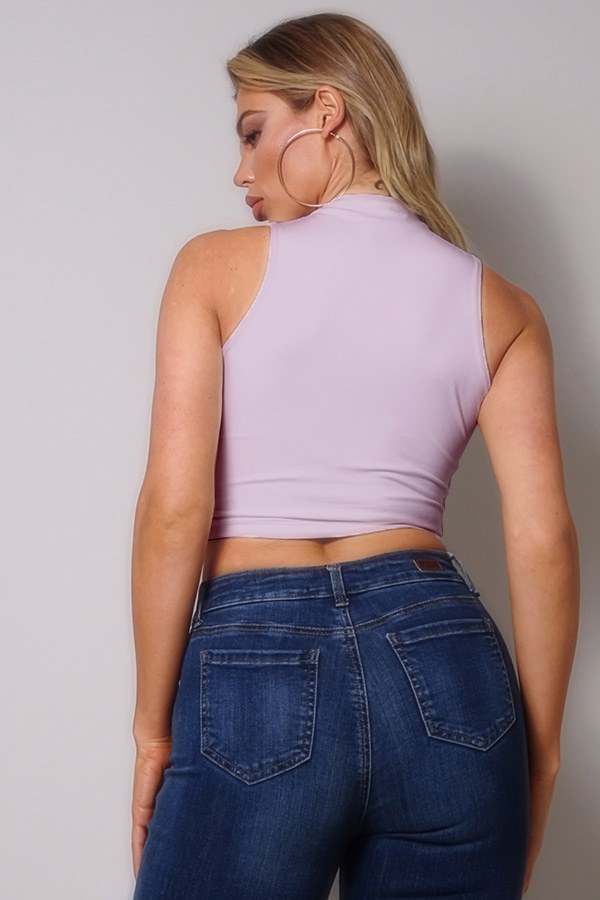 Mock Neck Racerback Crop Top