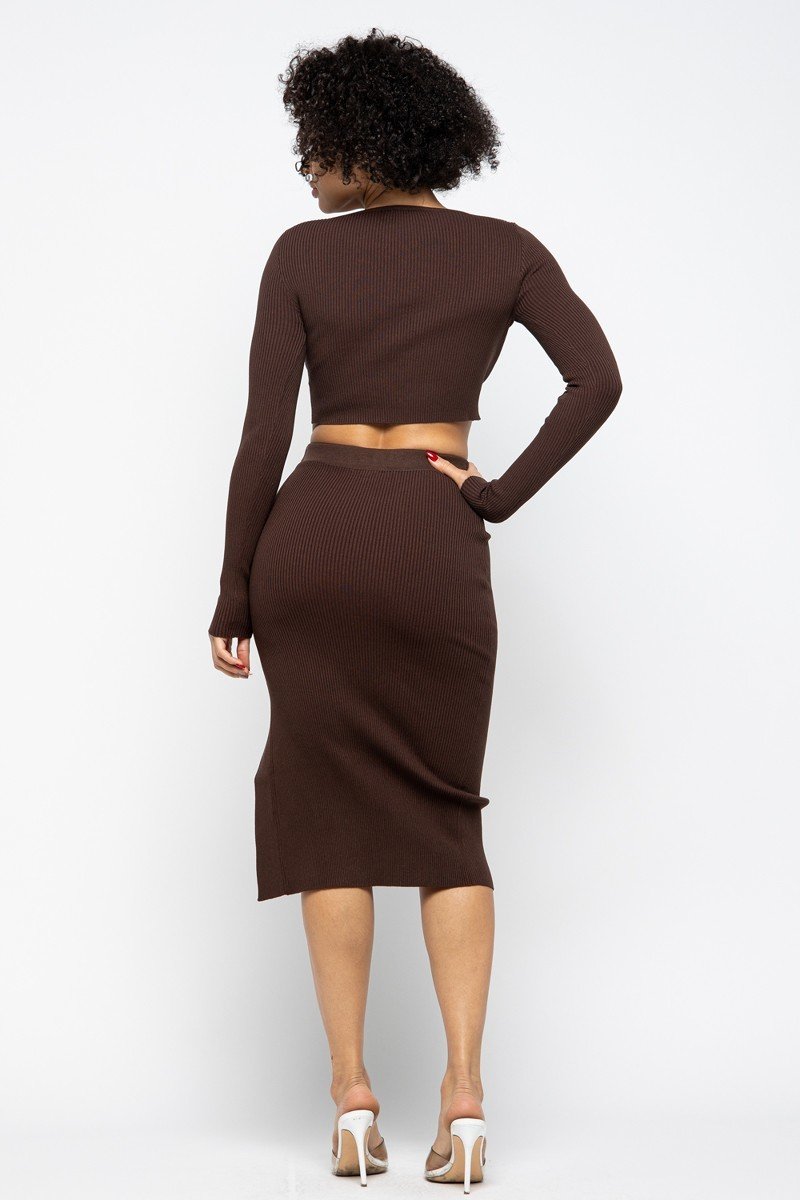 2-Piece High Slit Skirt Set