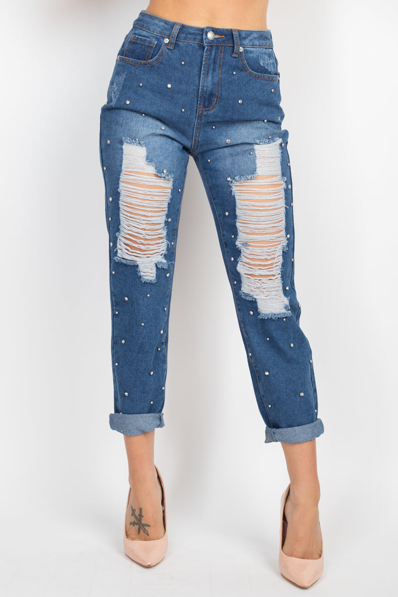 Rhinestone Denim Jeans