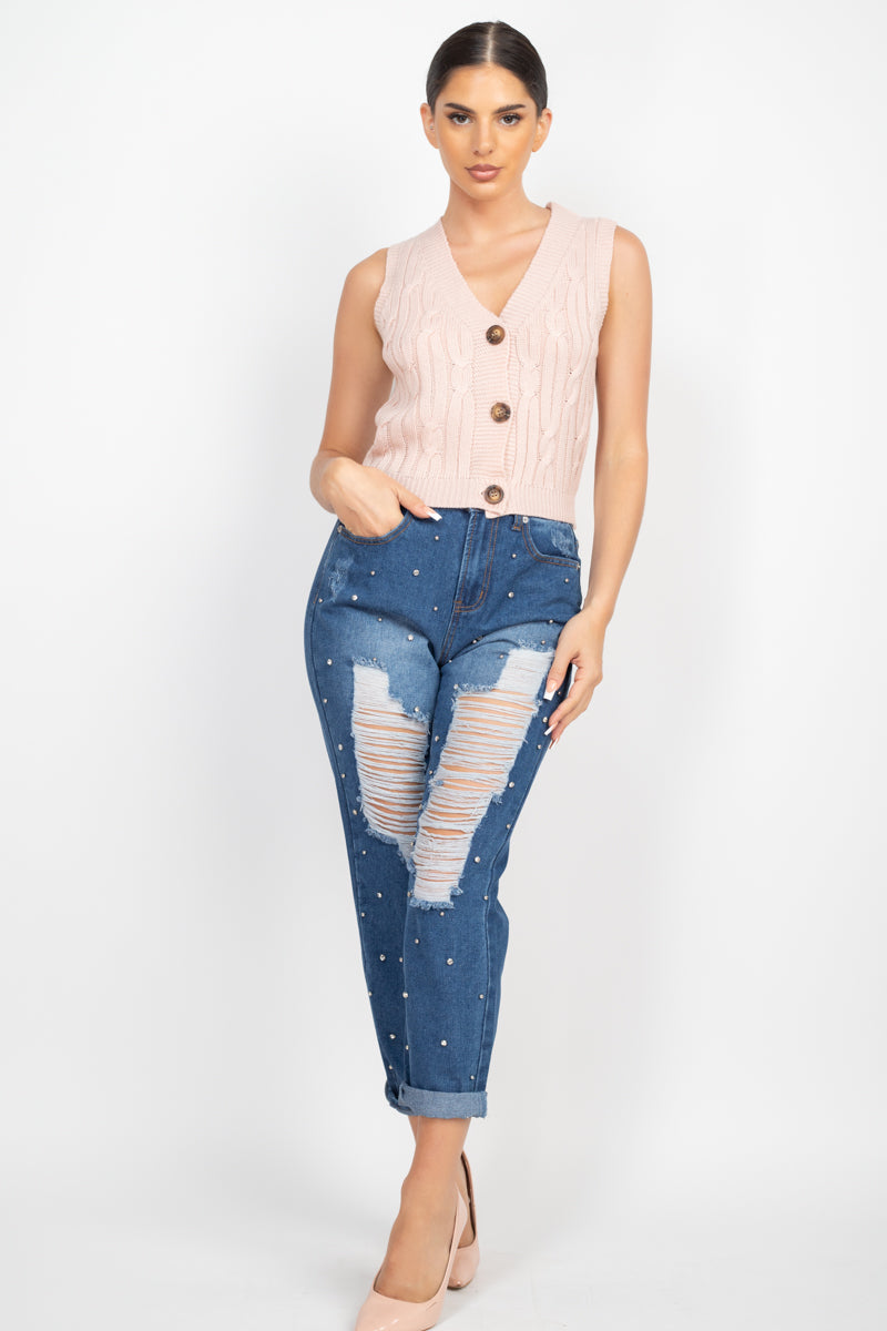 Rhinestone Denim Jeans