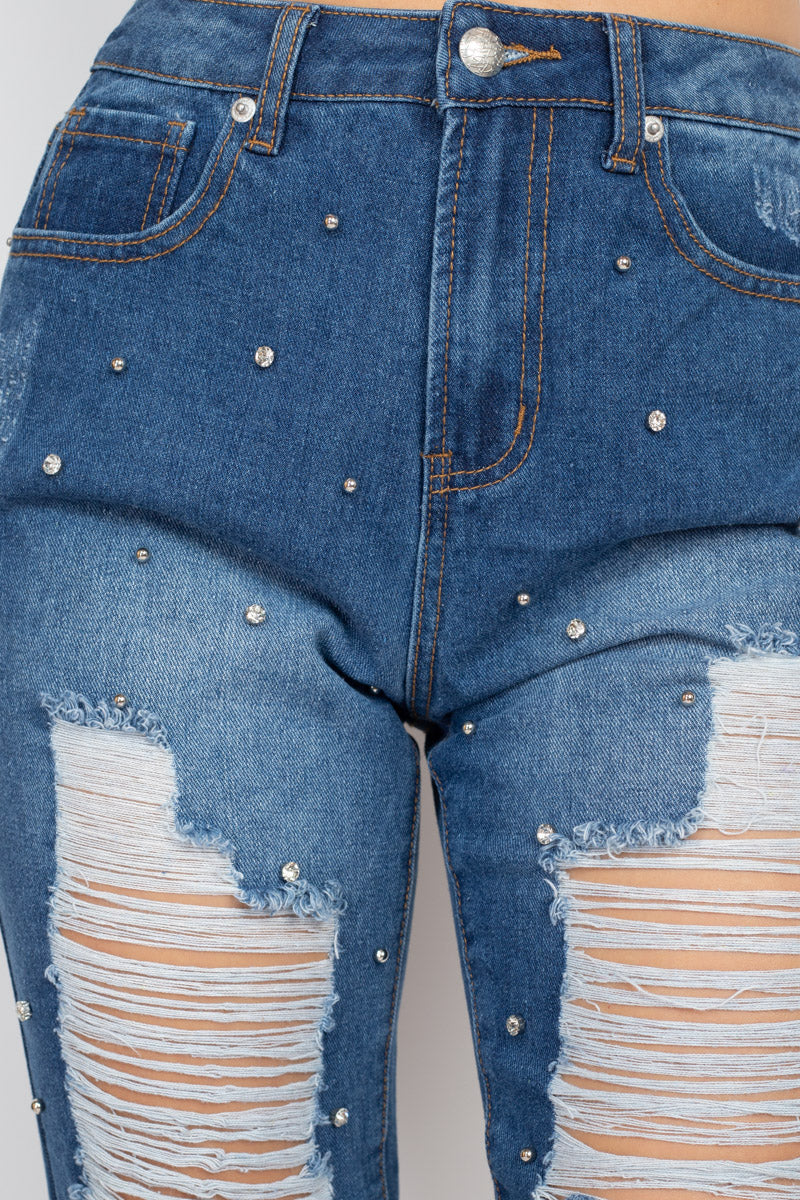Rhinestone Denim Jeans