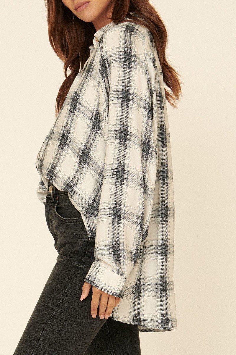 Soft Oversized Plaid Shirt