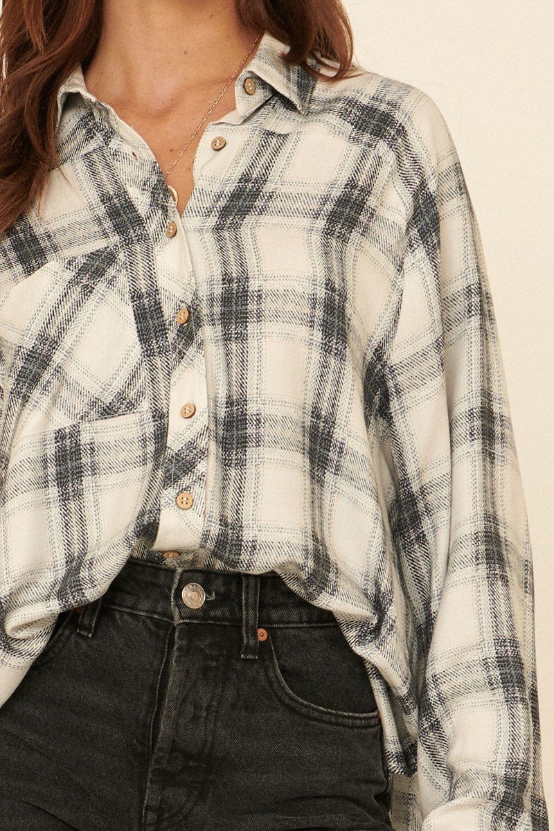 Soft Oversized Plaid Shirt