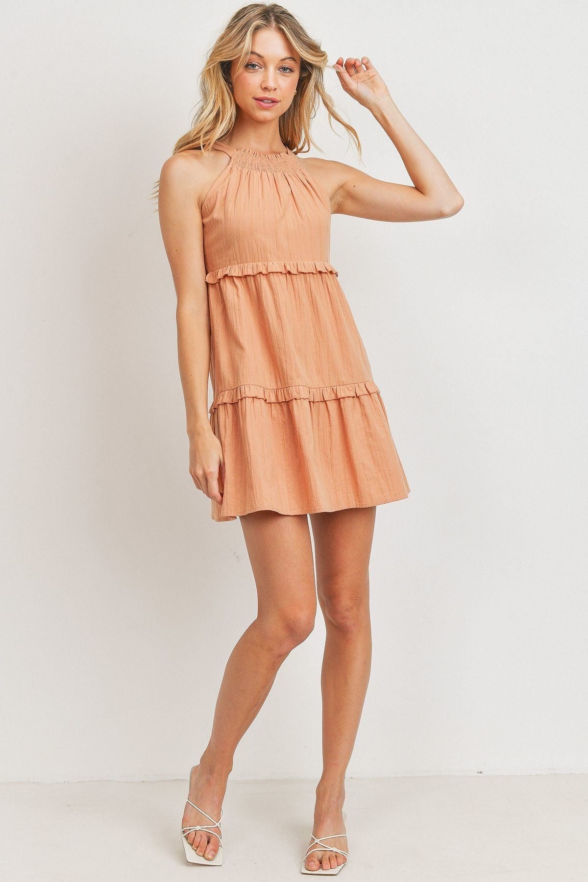 Halter Neck Textured Dress