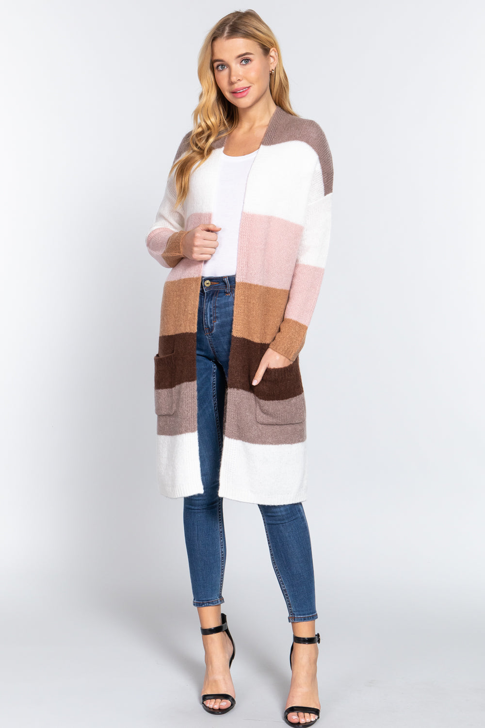 Color Block Open Cardigan