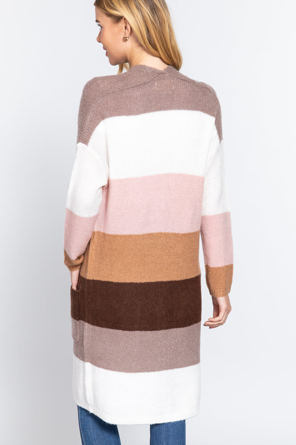Color Block Open Cardigan