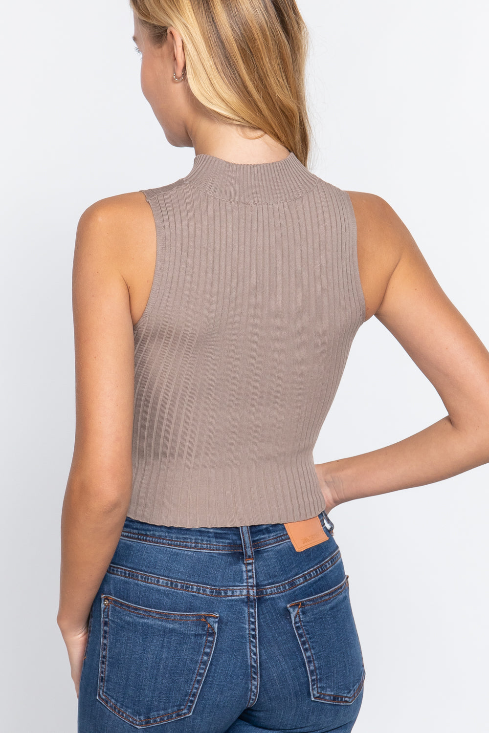 Sleeveless Rib Knit Crop Top