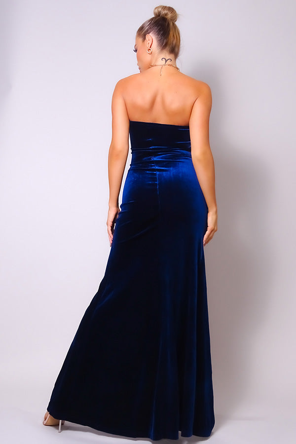 Strapless Velvet Maxi Dress