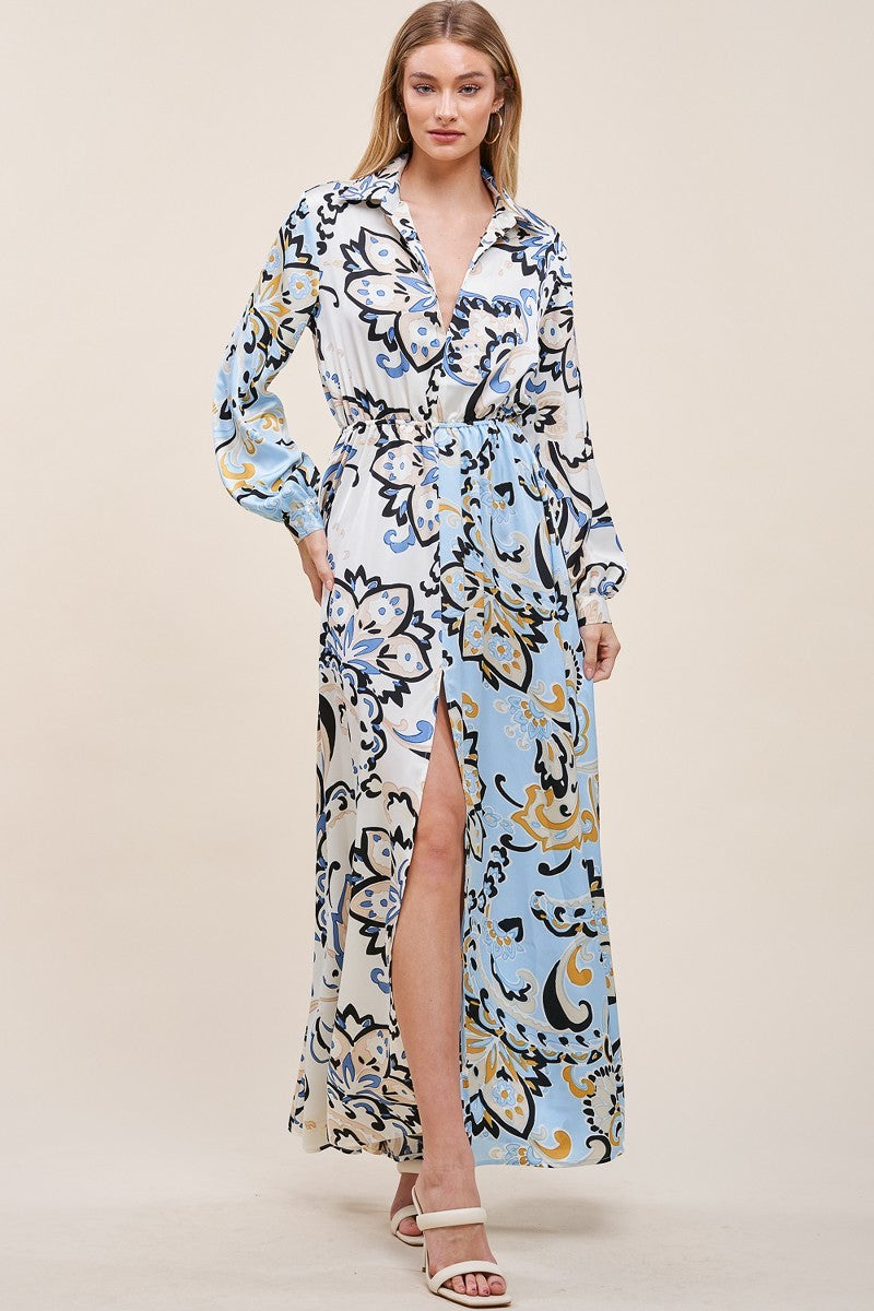 Silk Print Maxi Dress