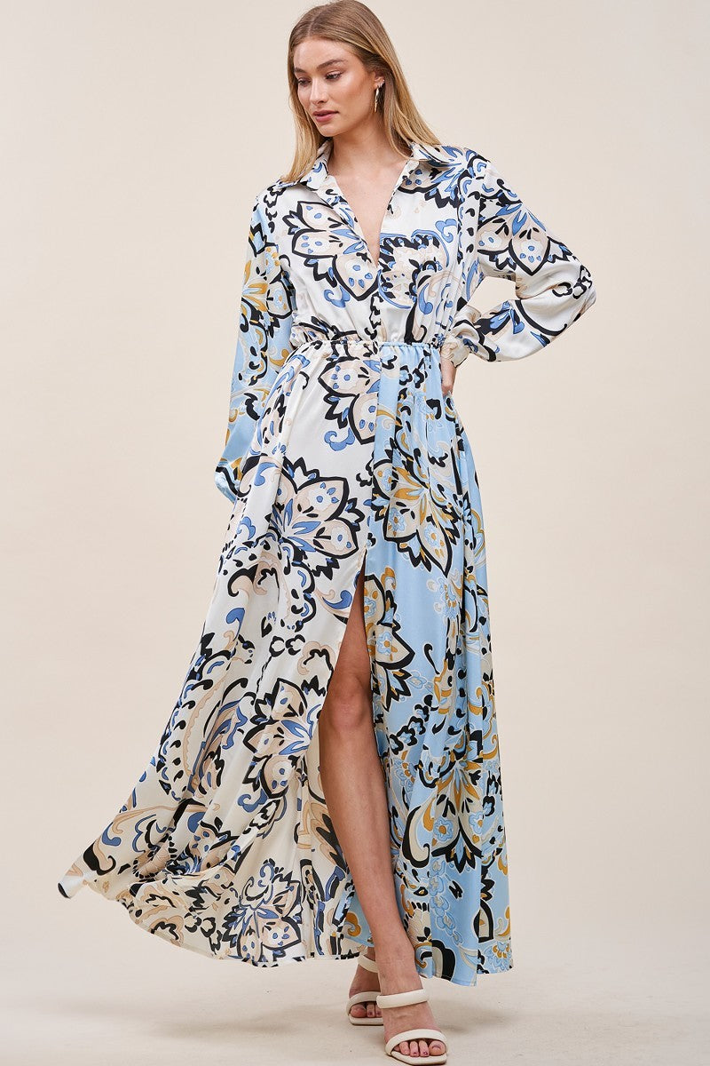 Silk Print Maxi Dress