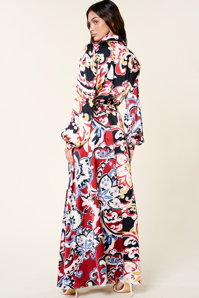 Silk Print Maxi Dress