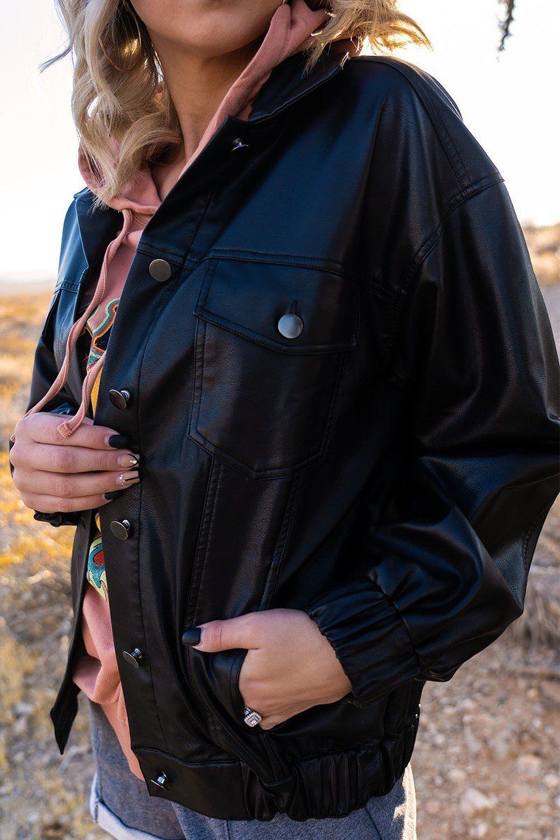 A Faux Leather Jacket - Cherry Angel