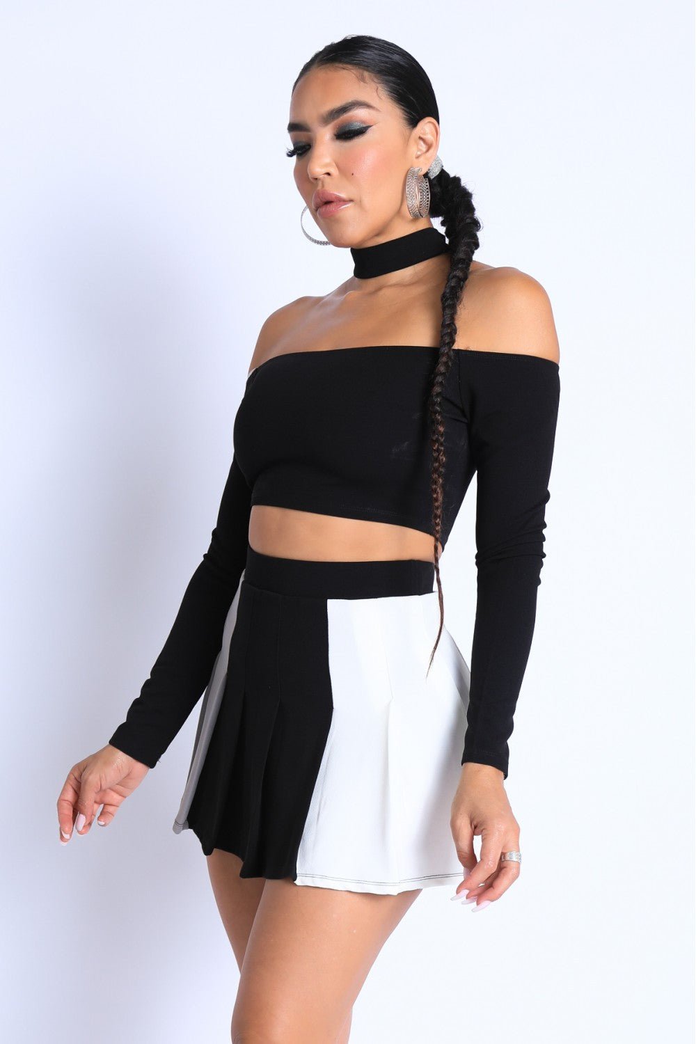 Choker Off-shoulder Top Set - Cherry Angel