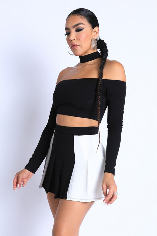 Choker Off-shoulder Top Set - Cherry Angel