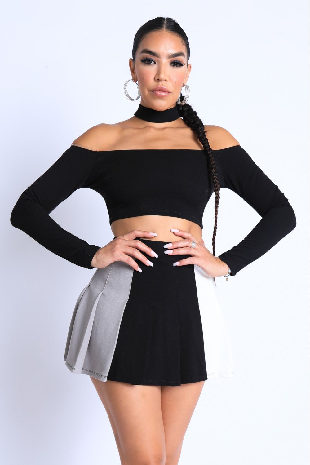 Choker Off-shoulder Top Set - Cherry Angel