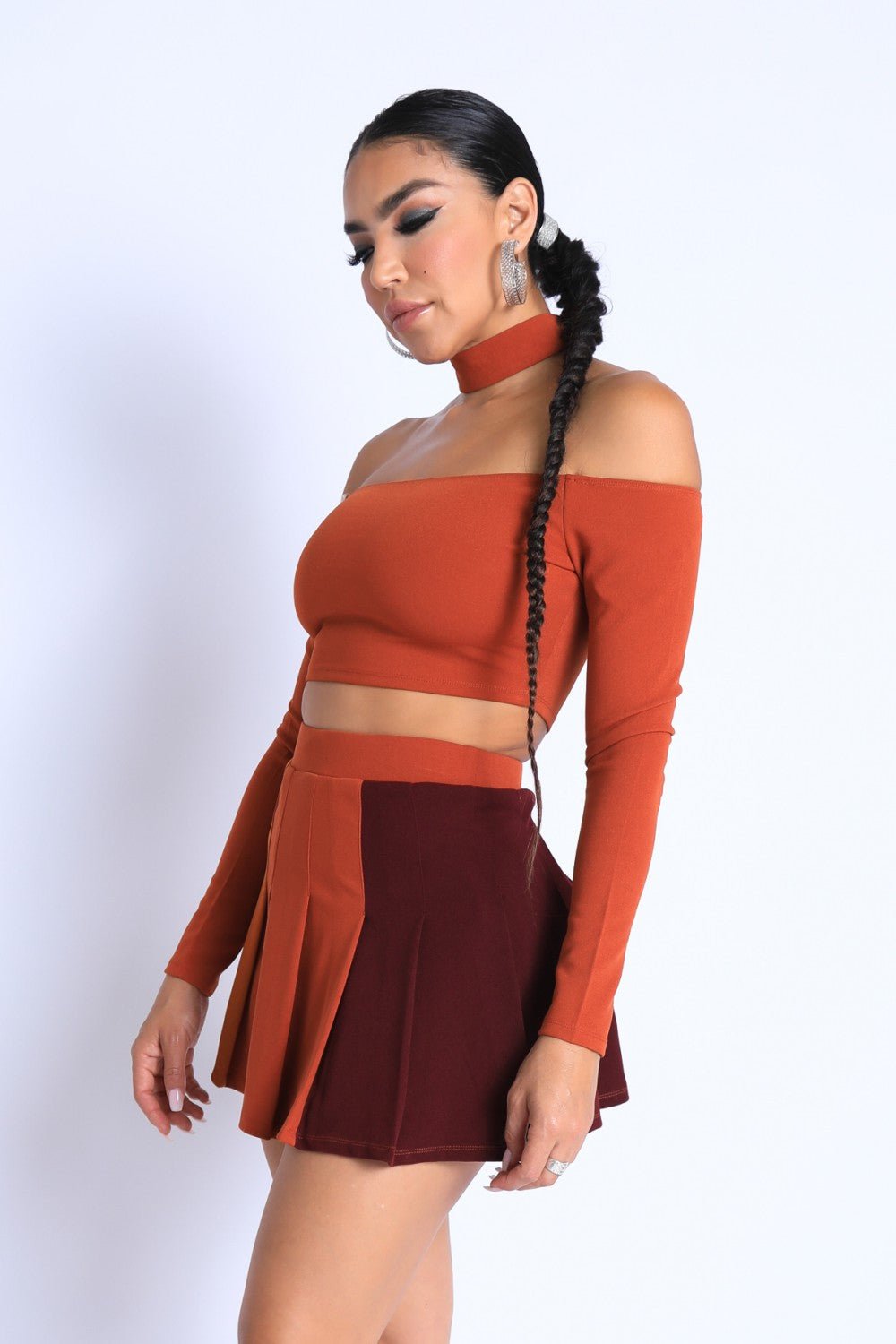 Choker Off-shoulder Top Set - Cherry Angel