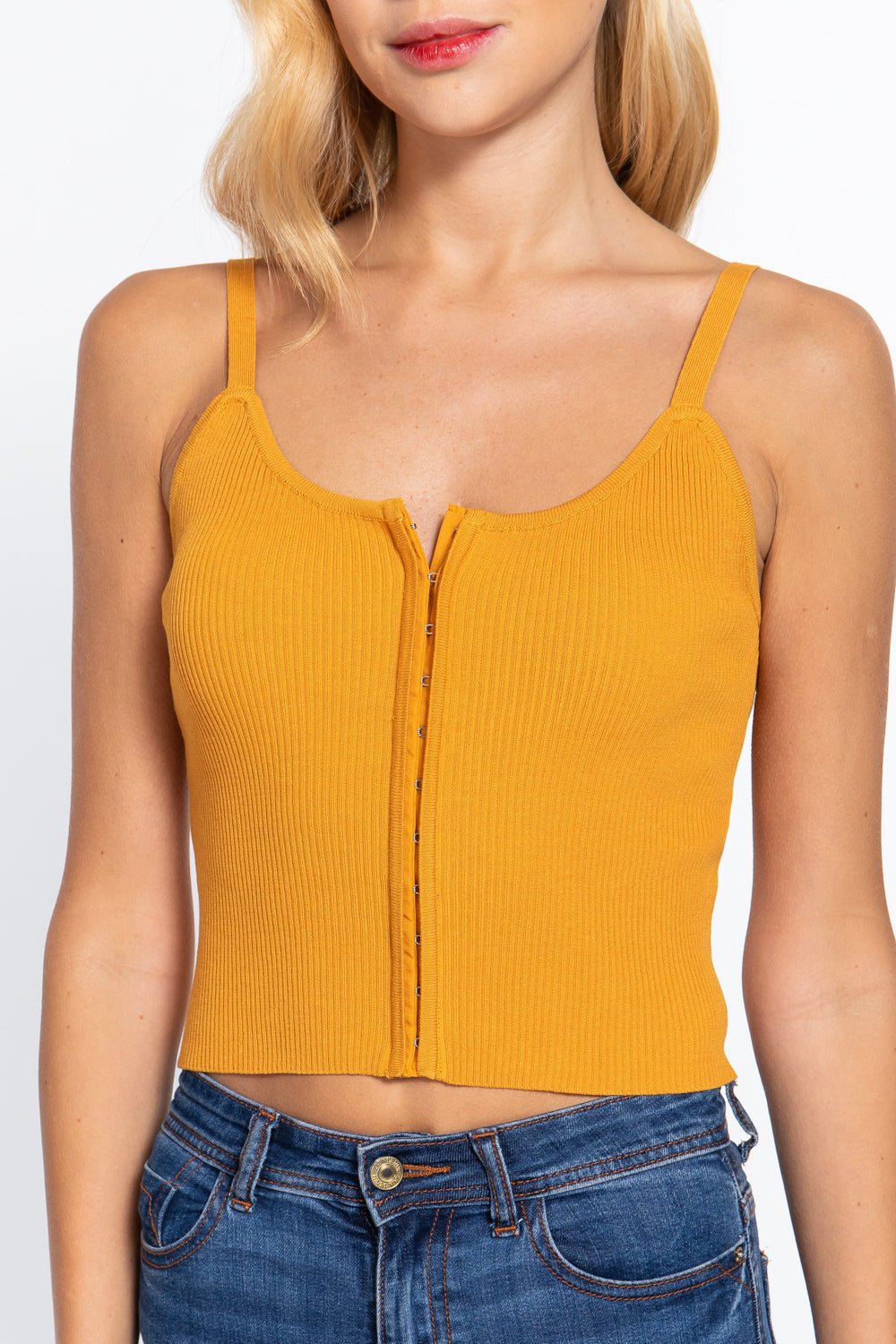 Front Closure With Hooks Sweater Cami Top - Cherry Angel