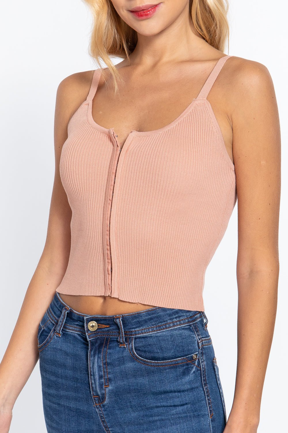 Front Closure With Hooks Sweater Cami Top - Cherry Angel