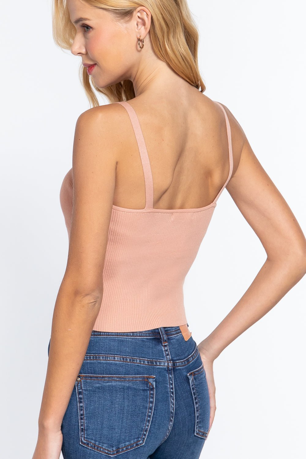 Front Closure With Hooks Sweater Cami Top - Cherry Angel