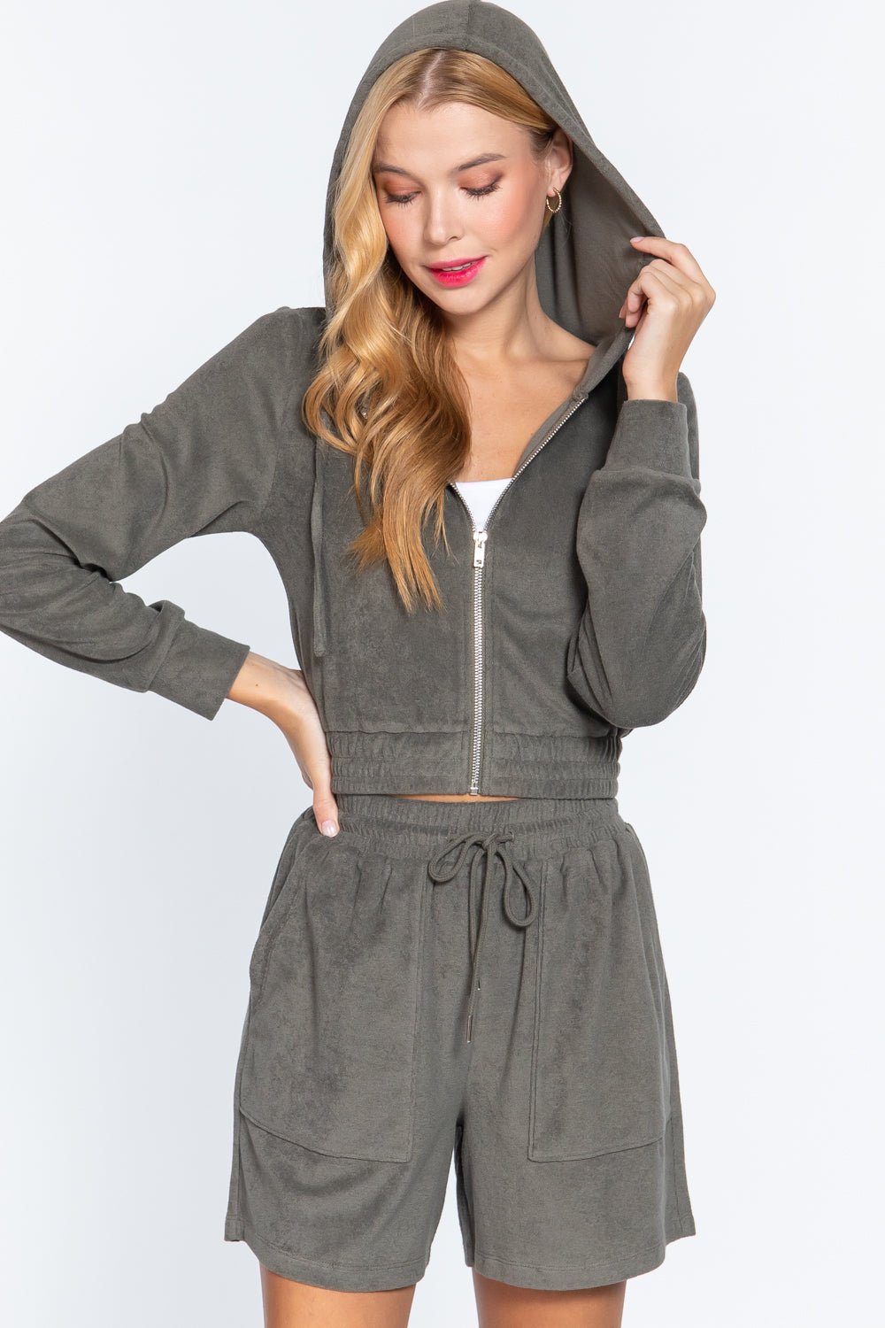 Hoodie Terry Towelling Jacket - Cherry Angel