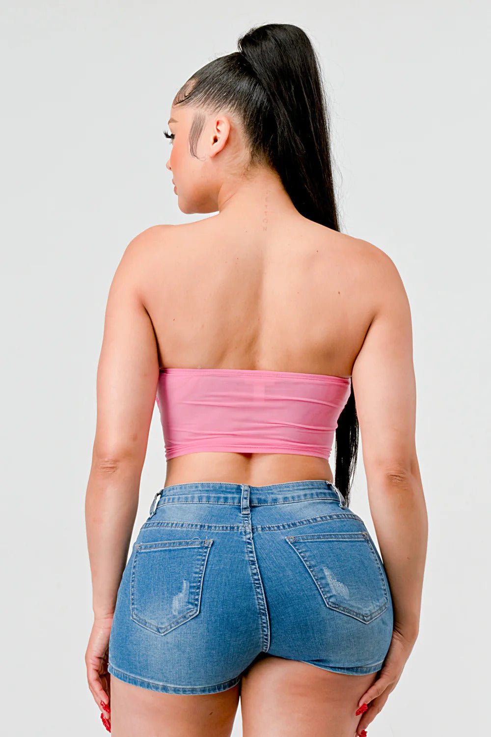 Luxe super stretch mesh layered corset bustier - Cherry Angel